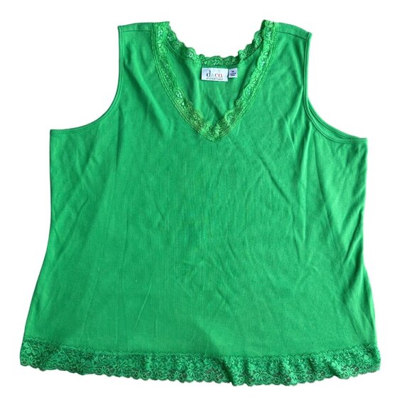 D Co Y2K Babydoll Top Lace Trim Ribbed Tank Top Womens 3X V Neck Fitted Vintage - Picture 3 of 7